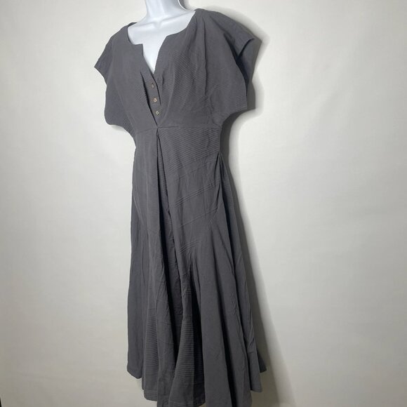 Free People Free-est Outta Here Midi Dress Size M Steel Grey Cotton Jacquard - Picture 7 of 8